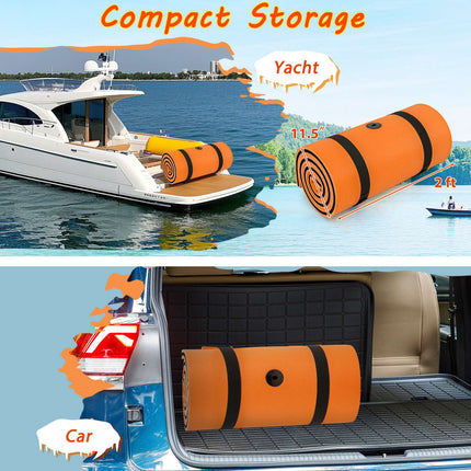 Floating Water Pad, 3-Layer XPE Foam, 83 x 26 in, Orange