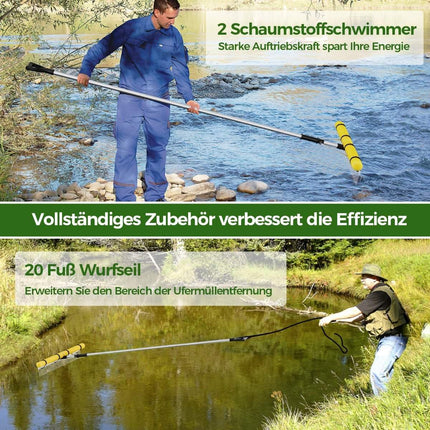 Floating weed lake rake with 92 cm rake head 92 x 12 x 156-230 cm