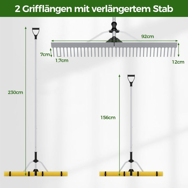 Floating weed lake rake with 92 cm rake head 92 x 12 x 156-230 cm