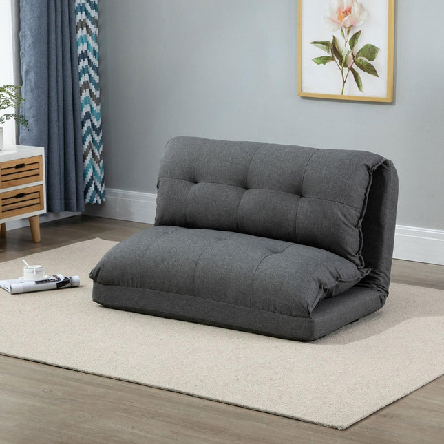 Adjustable gray floor chair - 13-position sofa bed, linen