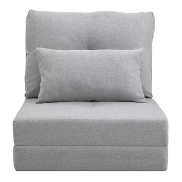 Adjustable folding floor chair and bed, linen gray pillow