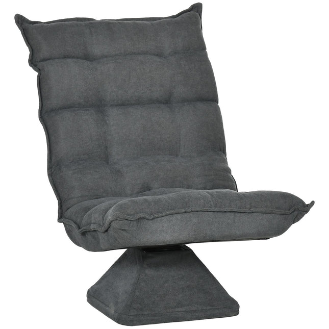 Adjustable gray floor chair - swivel, microfiber comfort
