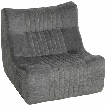 Floor Chair with Backrest, Chenille, Chestnut Gray, Side Pockets