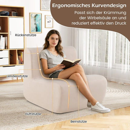 Floor Chair with Backrest, Soft Velvet, Ergonomic Support