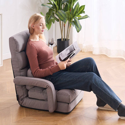 Floor Gaming Chair, 5-Position Adjustable, Folding, Gray