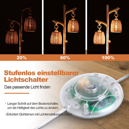Floor Lamp 165 cm, Dimmable 2-Light, Wicker Shade