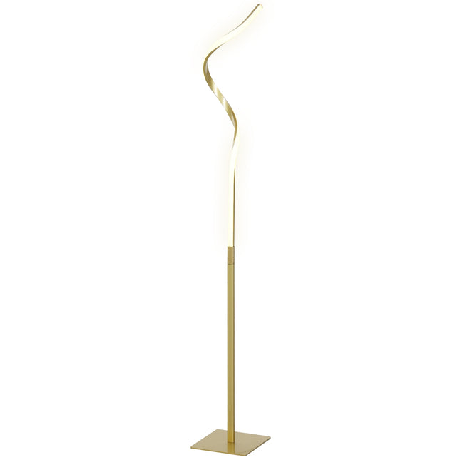 Dimmable LED floor lamp, spiral design, 3 light colors, gold