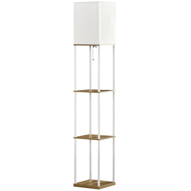 White floor lamp with fabric shade, E27 Socket, 40W
