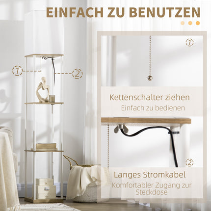 White floor lamp with fabric shade, E27 Socket, 40W