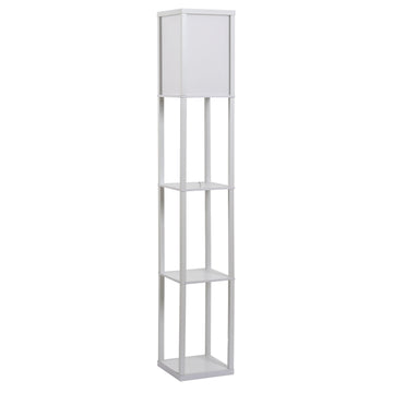 Floor lamp with 3 shelves, E27 socket, white, 26x160cm