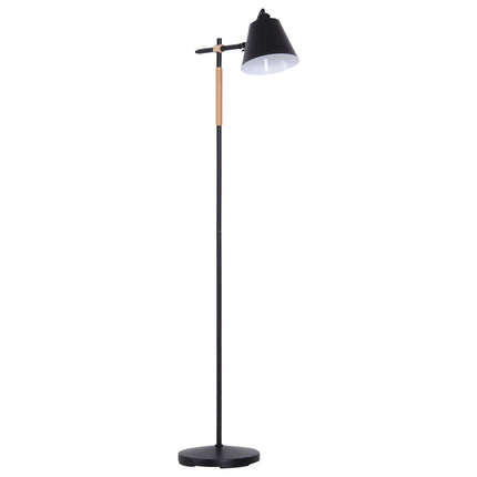 Industrial floor lamp - wood & metal, black/natural, 40W