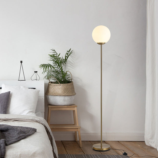 Gold metal floor lamp with glass - 25x25x171cm