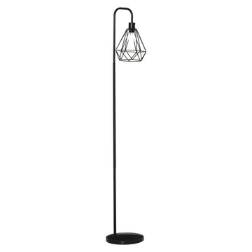 Floor lamp in industrial style, E27 Base, Steel & Marble, Black
