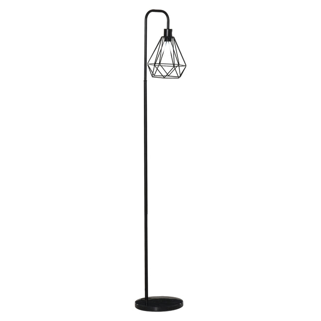 Floor lamp in industrial style, E27 Base, Steel & Marble, Black