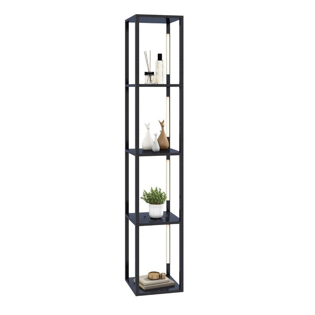 Floor Lamp Modern Illuminated Storage Shelf 29 x 29 x 163 cm Black