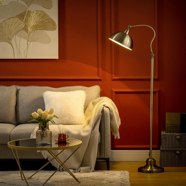Retro Arc floor lamp - adjustable E27 brass finish