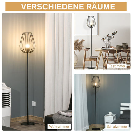 Industrial retro floor lamp, metal shade in mesh, 27.5x159cm