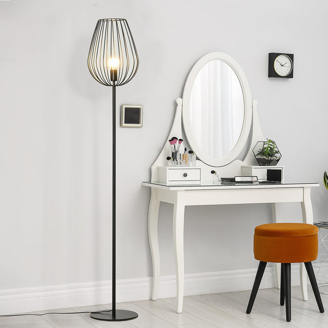 Industrial retro floor lamp, metal shade in mesh, 27.5x159cm