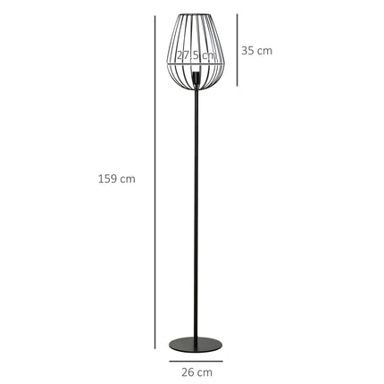 Industrial retro floor lamp, metal shade in mesh, 27.5x159cm