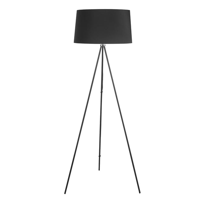Scandinavian Black Tripod Floor Lamp – Fabric & Metal, 73x156cm