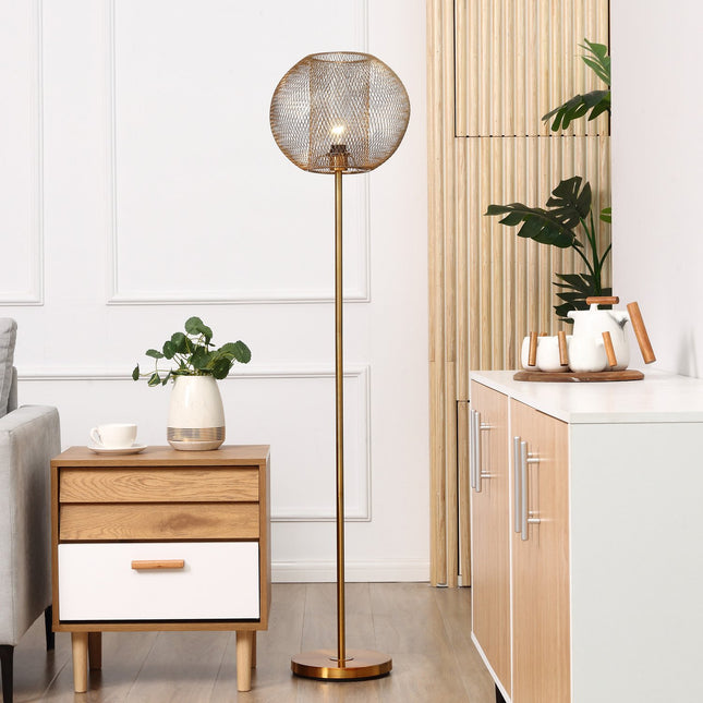 Vintage gold floor lamp - 40W, E27, metal shade
