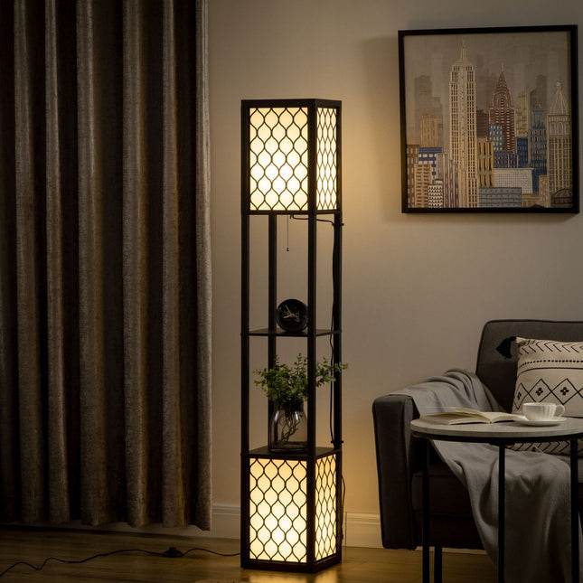 Floor lamp with shelf, double light, 40W zipper