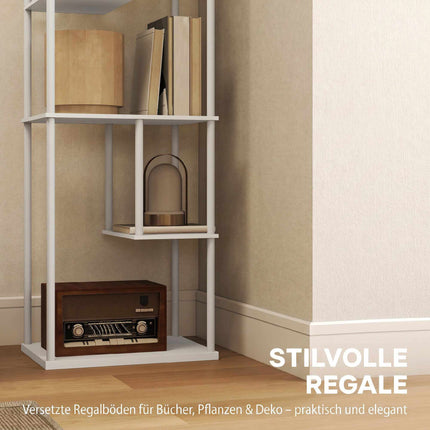 Floor Lamp With Shelves, Dimmable Remote, White