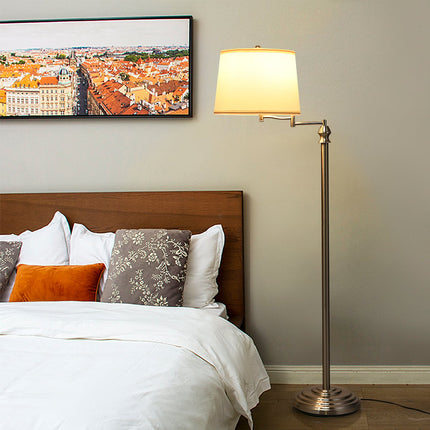 Floor Lamp with Adjustable Arm, Beige Shade, 35.5 x 152 cm