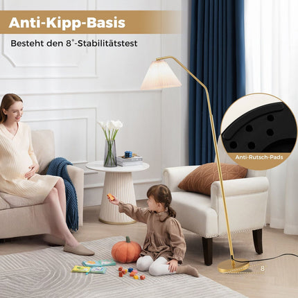 Floor Lamp with Adjustable Head, E27 Socket, 168cm, Gold
