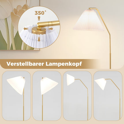 Floor Lamp with Adjustable Head, E27 Socket, 168cm, Gold