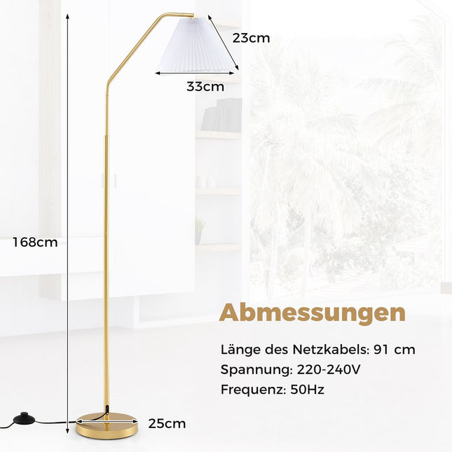 Floor Lamp with Adjustable Head, E27 Socket, 168cm, Gold