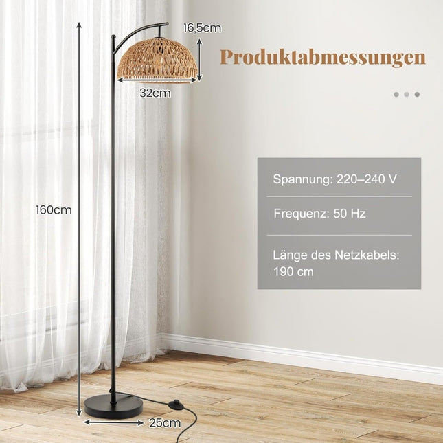 Floor Lamp with Hanging Shade & Foot Switch, 160 cm, E27 Socket