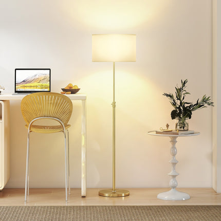 Floor Lamp with Remote, Adjustable Height, Fabric Shade