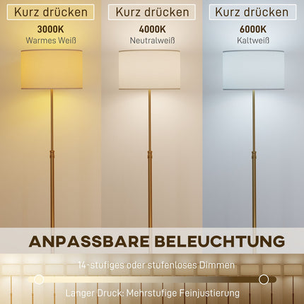 Floor Lamp with Remote, Adjustable Height, Fabric Shade