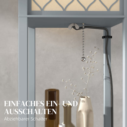 Floor Lamp with Shelf, 3 Tiers, Compact MDF, Light Grey