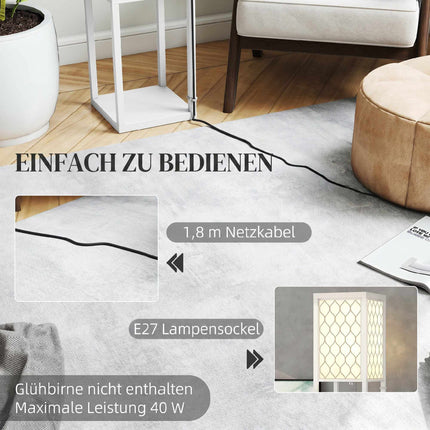 Floor Lamp with Shelf, 3 Tiers, MDF, White