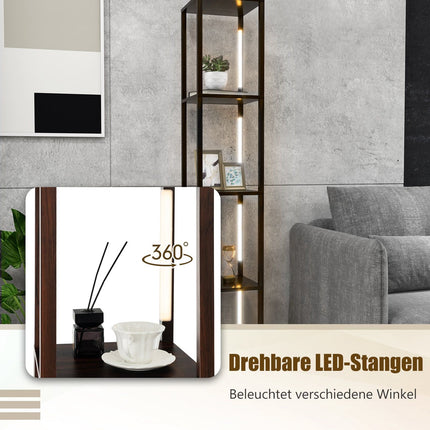Floor Lamp with Shelves, 3-Stage Dimmable LED, Brown