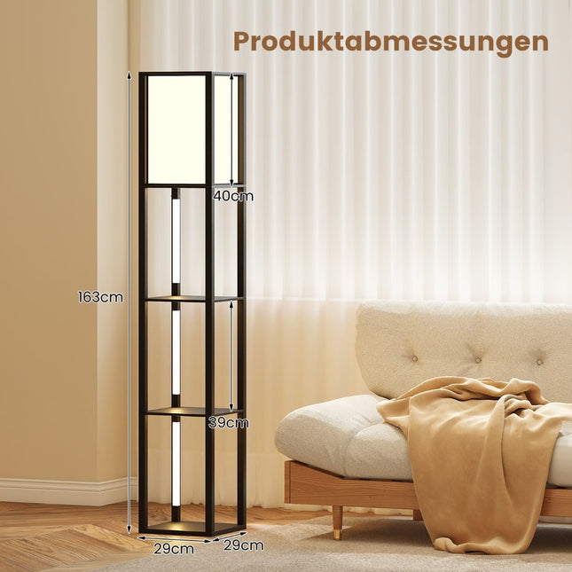 Floor Lamp with Shelves & Adjustable LED Strips