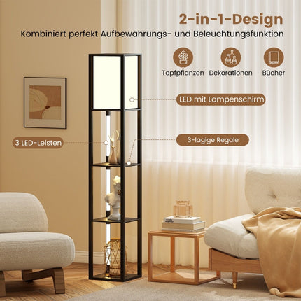 Floor Lamp with Shelves & Adjustable LED Strips