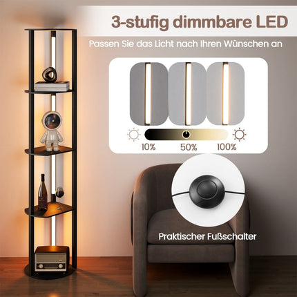 Floor Lamp with Shelves & Adjustable LED Strips