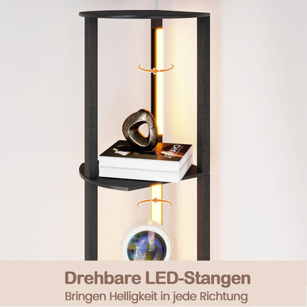 Floor Lamp with Shelves & Adjustable LED Strips