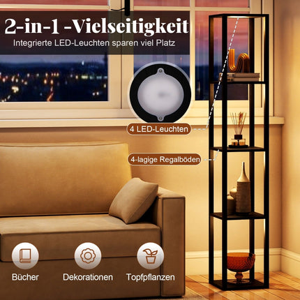 Floor Lamp with Shelves & Dimmable LED Lights, 165cm