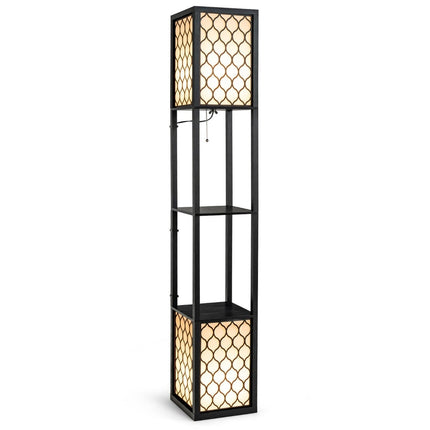 Floor Lamp with Shelves, Dual Light, White Shade, 156 cm