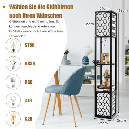 Floor Lamp with Shelves, Dual Light, White Shade, 156 cm
