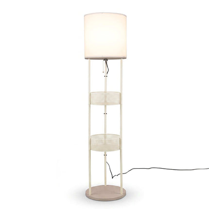 Floor Lamp with Storage Shelves and Linen Shade, 158 cm