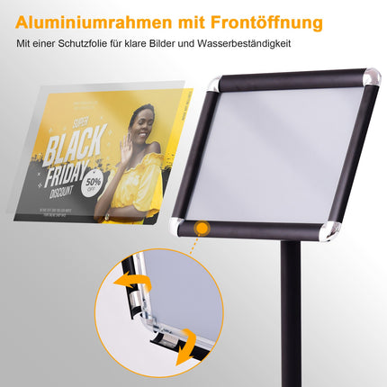 Floor Standing A4 Poster Stand, 360 Rotating, 83-130cm