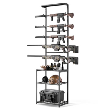 Floor Standing Gun Rack, Holds 5 Rifles, Steel Shelf
