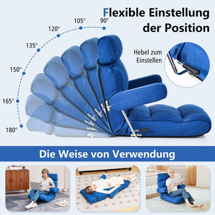Floor chair folding bond sofa with adjustable backrest 80 x 72 x 75 cm blue