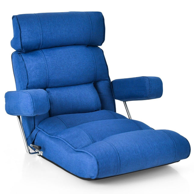 Vloerstoel opvouwbare bank met verstelbare rugleuning 80 x 72 x 75 cm blauw