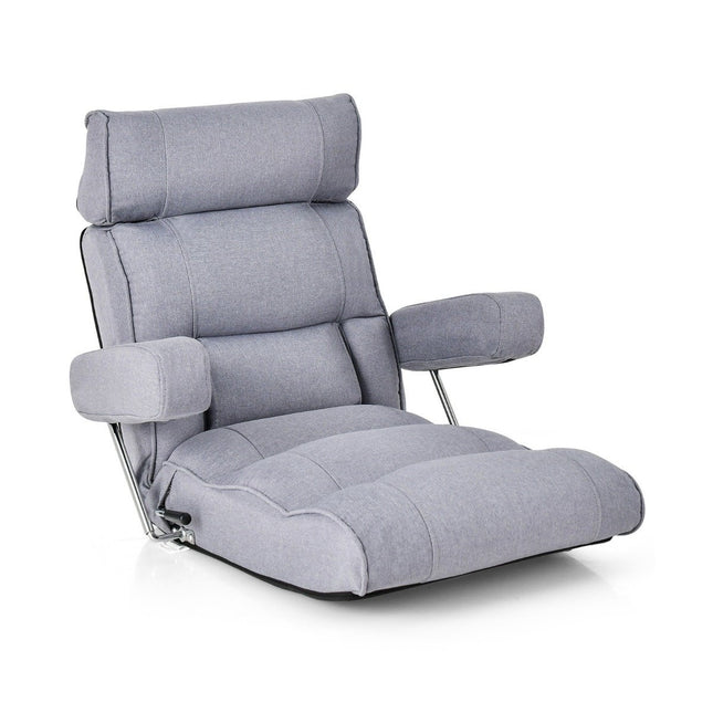 Vloerstoel opvouwbare bank met verstelbare rugleuning 80 x 72 x 75 cm grijs